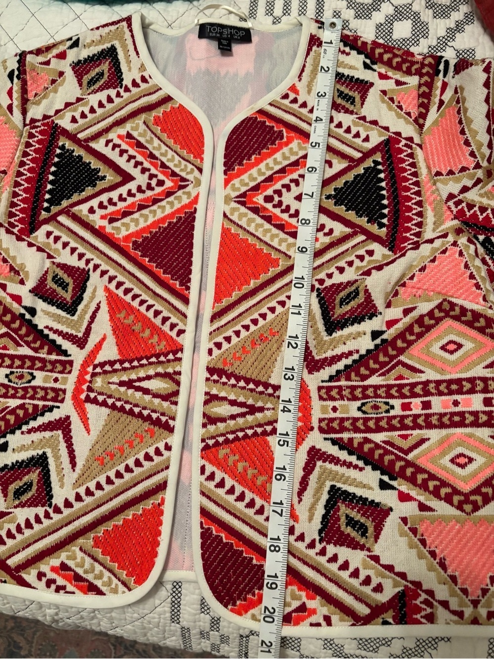 Top Shop Geometric Open-Front Jacket in Multi-Color 4 - Picture 10 of 14